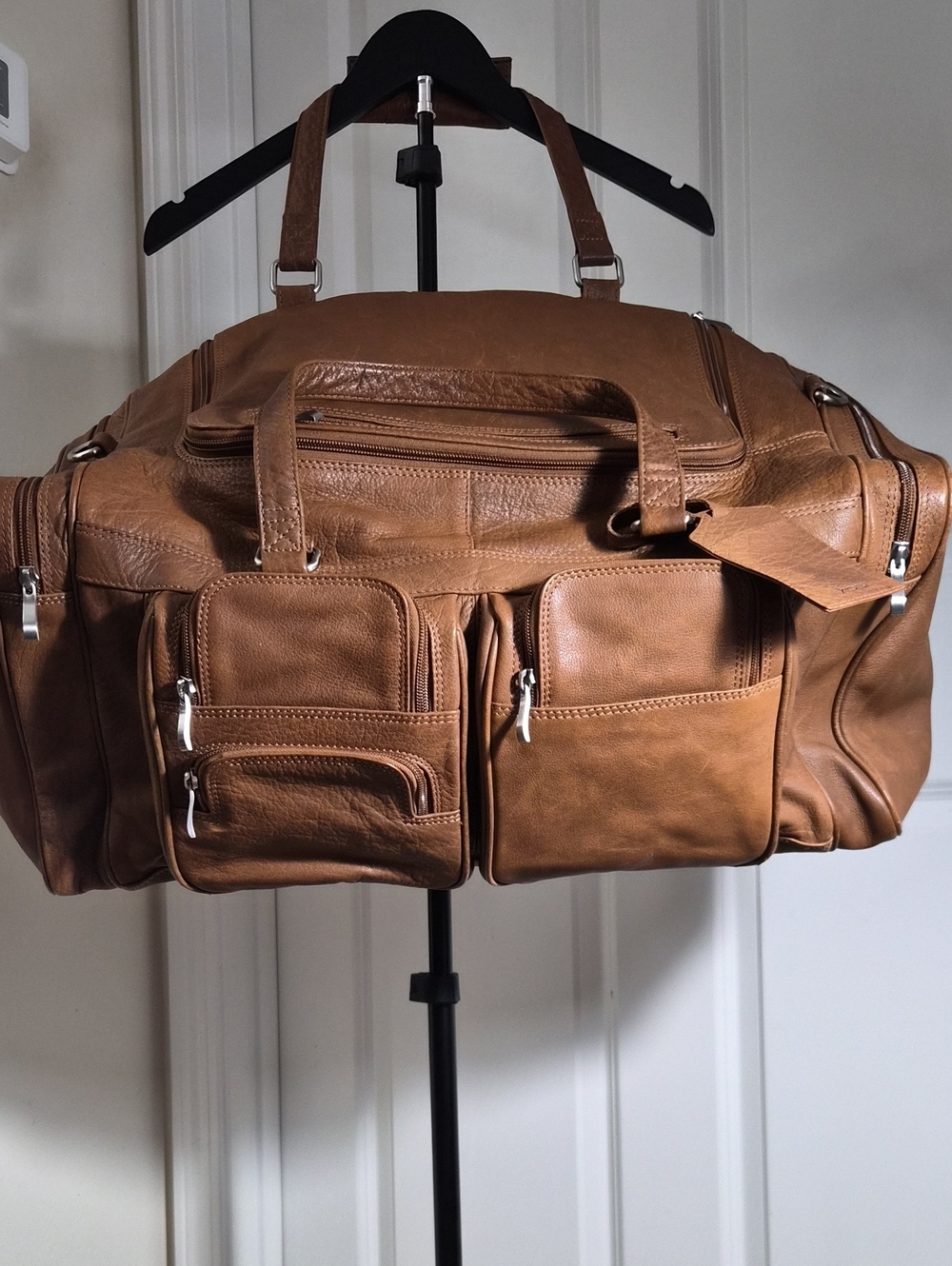 Viosi Piel Leather Duffel Bag with Multiple Pockets Front, Side, Back & Bottom